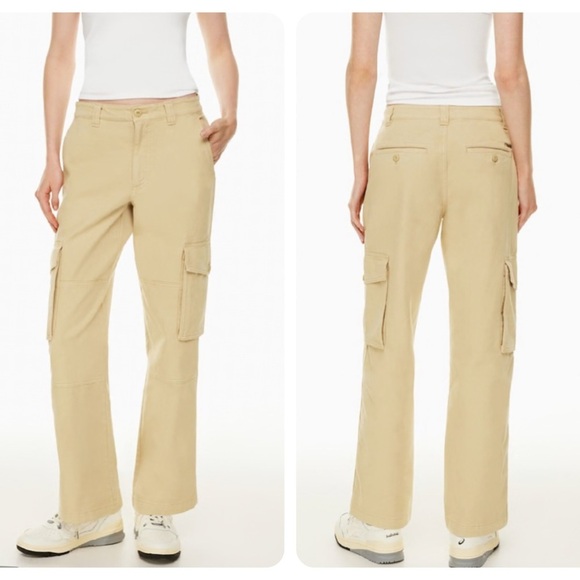 Aritzia TNA Troop Cargo Pant Utility Pants Cotton Mid Rise Haystack Beige Size 2 - Picture 1 of 14